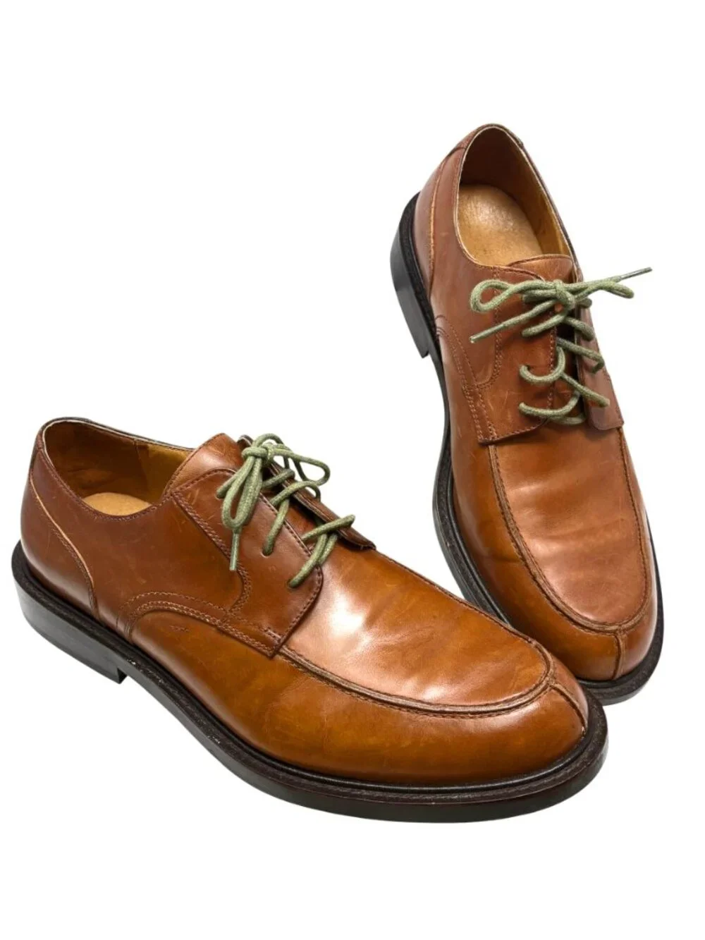 LANDS END Cognac Brown Leather Split Toe Dress Oxfords